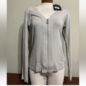 Anatomie zelma stone full zip v neck top ladies small or medium new